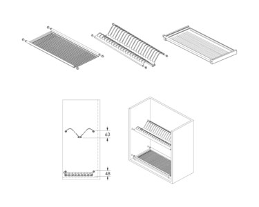 Сушка 2-х уровневая Firmax Smartline в базу 450мм, нержавеющая сталь Изображение 8