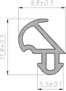 Уплотнитель для профиля KBE (228) (рама, створка) модификация 3, серый, "ELEMENTIS", ТЭП Изображение 5
