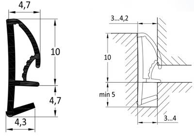 Уплотнитель контурный для межкомнатных дверей DEVENTER, ТЭП, жемчужно белый Изображение 2