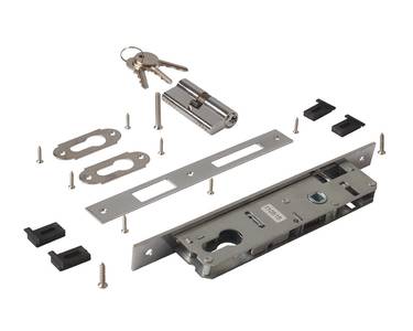 Замок ригельный с защелкой ELEMENTIS 153/F23/25/85/8 c ответной планкой, 2 накладки с ПЦ 35х35, 3 ключа Изображение 6