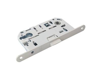 Замок механический под цилиндр 50x8x85 ширина штульпа 18 мм, универсальный, c винтами, белый крашенный Изображение 5