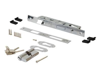 Замок ригельный с защелкой ELEMENTIS 153/F23/25/85/8 c ответной планкой, 2 накладки с ПЦ 35х35, 3 ключа Изображение 4
